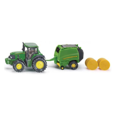 SIKU Blister - John Deere traktor s balíkovačkou