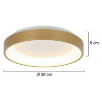 Stropné svietidlo Ringlede LED, zlaté, výška 6 cm, Ø 38 cm