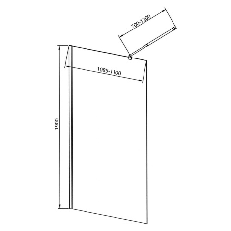 Aqualine Aqualine, WALK-IN stena na inštaláciu na múr so vzperou, jednodielna, 1100 mm, matné sk