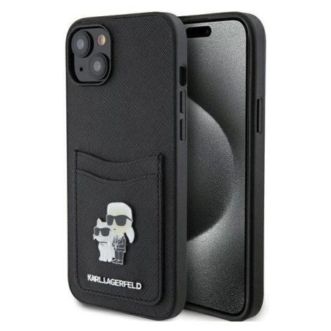 Kryt Karl Lagerfeld KLHCP15SSAPKCNPK iPhone 15 6.1" black hardcase Saffiano Cardslot Karl&Choupe