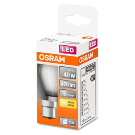Kvapková LED žiarovka OSRAM B22d 4W 2 700K matná