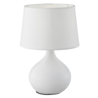 Biela stolová lampa z keramiky a tkaniny Trio Martin, výška 29 cm