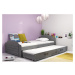 Expedo Detská posteľ DOUGY P2 + matrac + rošt ZADARMO, 90x200, biela+grafitová