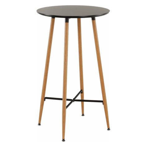 Barový stôl, čierna/dub, priemer 60 cm, IMAM Tempo Kondela