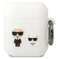 Púzdro Karl Lagerfeld AirPods 1/2 cover white Silicone Karl & Choupette (KLACA2SILKCW)