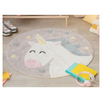 LC Farebný okrúhly koberec do detskej izby Jednorožec 100cm