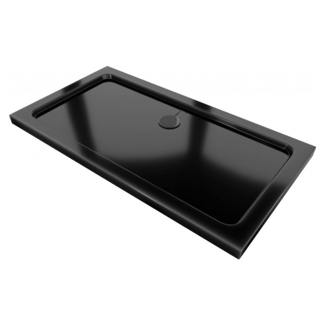 MEXEN/S - Flat sprchová vanička obdĺžniková slim 130 x 70, čierna + čierny sifón 40707013B