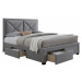 Luxusná posteľ s úložným priestorom, látka sivý melír, 180x200, XADRA