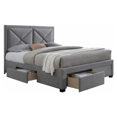 Luxusná posteľ s úložným priestorom, látka sivý melír, 180x200, XADRA Tempo Kondela