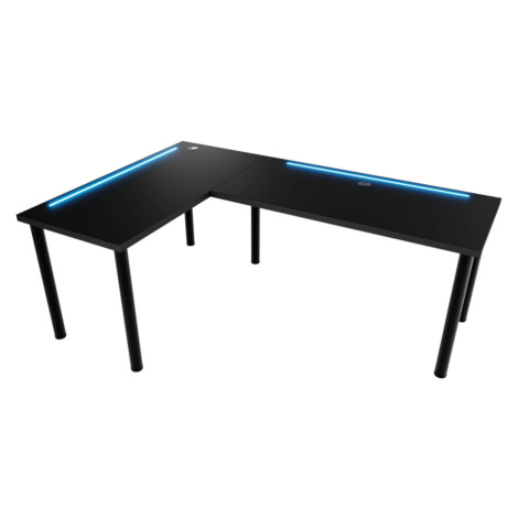 Expedo Počítačový rohový stôl LOOK N s LED, 160/110x73-76x50, čierna, ľavý