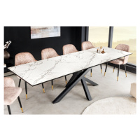 Jedálenský stôl DOSHAR Dekorhome Bielo-sivý mramor