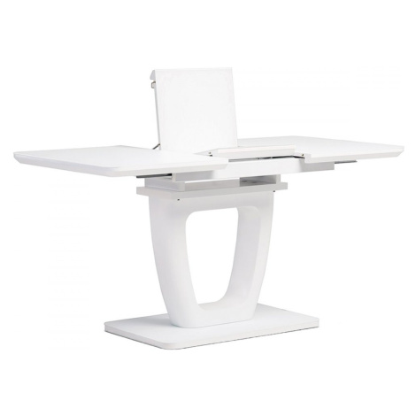 AUTRONIC HT-430 WT Jedálenský stôl 110+-40x75 cm, biela 4 mm sklenená doska, MDF, biely matný la