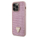 Guess Rhinestones Triangle Metal Logo Kryt pre iPhone 15 Pro Max Pink