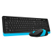A4tech set bezdrôtovej klávesnice a myši, čierna/modrá