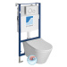Závesné WC AVVA Rimless s podomietkovou nádržkou a tlačidlom Schwab, biela 100314-SET5