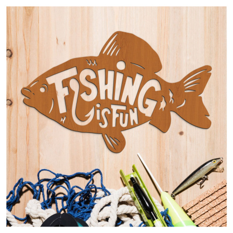 Darček pre rybára - Drevená nálepka - Fishing is fun