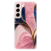 Odolné silikónové puzdro iSaprio - Pink Blue Leaves - Samsung Galaxy S22+ 5G