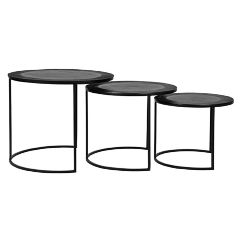 Čierne kovové okrúhle konferenčné stolíky v súprave 3 ks ø 55 cm Tres – LABEL51