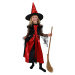 Detský kostým čarodejnica čierno-červená s klobúkom (M)