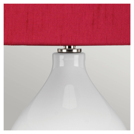 Textilná stolová lampa Isla leštený nikel/červená Elstead
