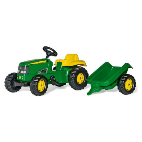 Rollytoys Šliapací traktor Rolly Kid J. Deere s vlečkou - zelený