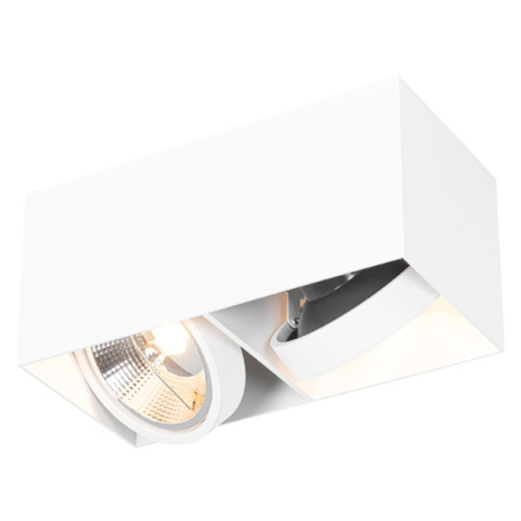 Dizajnové bodové biele obdĺžnikové AR111 2-svetl. - Box QAZQA