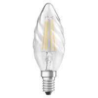 OSRAM sviečková LED E14 4W 827 číra, zakrivená