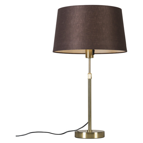 Stolová lampa zlatá / mosadz s hnedým tienidlom nastaviteľná 35 cm - Parte QAZQA