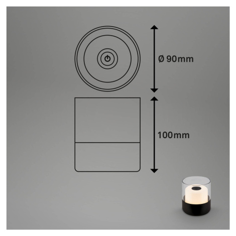 LED lampa na batérie 7483 IP44 stmievač, čierna Briloner