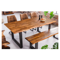 Estila Industriálny obdĺžnikový jedálenský stôl Marron Miel z masívneho dreva s čiernymi kovovým