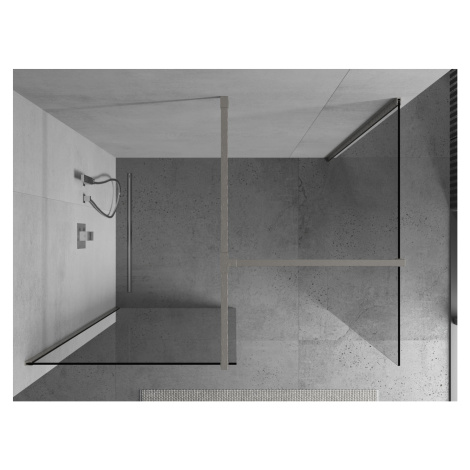 Mexen Kioto, 2-stenová sprchová zástena Walk-In 130 x 100 cm, 8mm číre sklo, brúsená oceľ profil