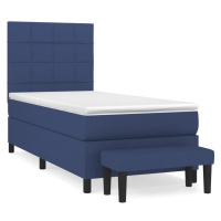 vidaXL Posteľný rám boxsping s matracom modrý 80x200 cm látka