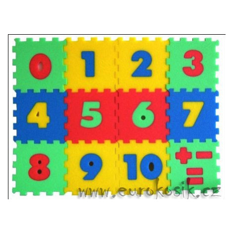 Penové puzzle koberec - čísla, 12 dielikov