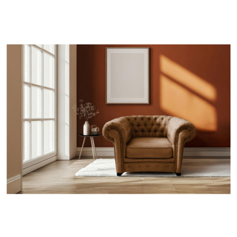 Livetastic KRESLO CHESTERFIELD, textil, kompozitné drevo, koňaková