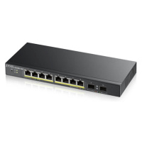 Zyxel GS1900-10HP v2, 8-port GbE L2 PoE Smart Switch + 2 SFP slots, 802.3at, desktop, fanless, 7