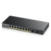 Zyxel GS1900-10HP v2, 8-port GbE L2 PoE Smart Switch + 2 SFP slots, 802.3at, desktop, fanless, 7