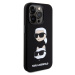 Karl Lagerfeld Liquid Silicone Karl and Choupette Heads Zadný Kryt pre iPhone 15 Pro Black