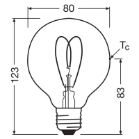 OSRAM LED Vintage G80 E27 4,9W 922 Heart Filament gold dim