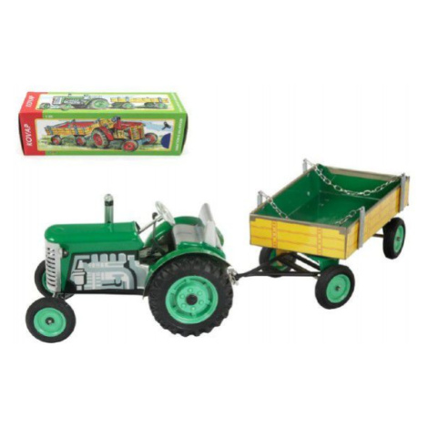 Kovap Zetor Traktor s prívesom zelený na kľúčik kov 28cm v krabičke Teddies