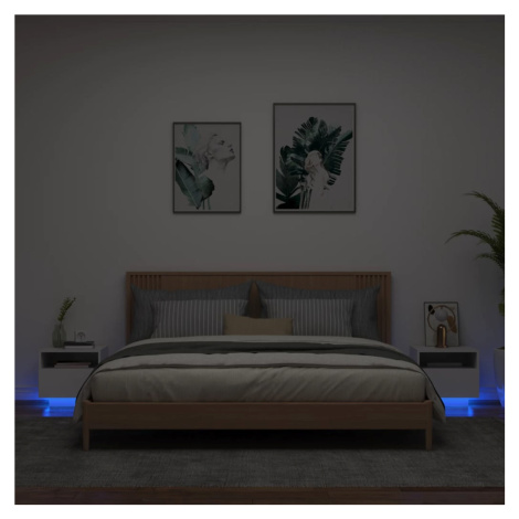 vidaXL Nočné stolíky s LED svetlami 2 ks biele 40x39x37 cm