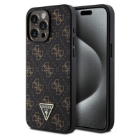 Guess PU Leather 4G Triangle Metal Logo Zadný Kryt pre iPhone 15 Pro Max Black