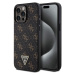 Guess PU Leather 4G Triangle Metal Logo Zadný Kryt pre iPhone 15 Pro Max Black