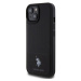 U.S. Polo PU Leather Mesh Pattern Double Horse Zadný Kryt pre iPhone 15 Black