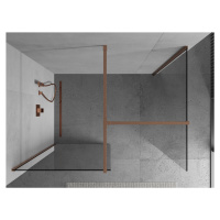 Mexen Kioto, 2-stenová sprchová zástena Walk-In 150 x 115 cm, 8mm číre sklo, medený matný profil