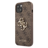 Guess PU 4G Metal Logo Case iPhone 13 hnedý