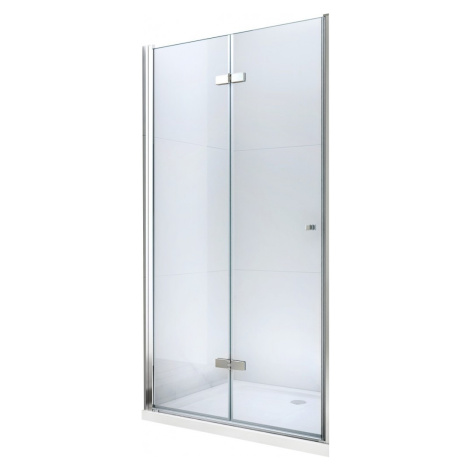 MEXEN - LIMA skladacie dvere 85x190 cm 6mm, chróm, transparent so stenovým profilom 856-085-000-