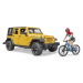 Bruder 2543 jeep Wrangler Rubicon Unlimited s horským bicyklom a cyklistom, 3 ks