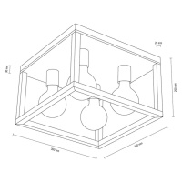Envostar Rowan stropné svietidlo dub, štvorcový, 4fl