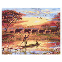 Diamantové maľovanie - AFRICKÝ ZÁPAD SLNKA Rámovanie: vypnuté plátno na rám, Rozmer: 40x50 cm