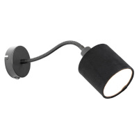 Nástenná lampa čierna s tienidlom čierny vypínač a ohybným ramenom - Merwe